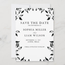 Classic Black White WEDDING Floral Save the Date  Inbjudningar