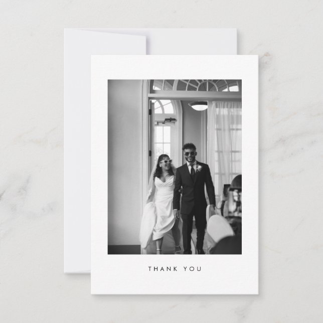 Classic Black & White Wedding Photo Thank You Card Tack Kort (Framsida)