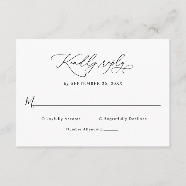 Classic Black & White Wedding Rsvp Enclosure Card Inbjudningar (Framsida)