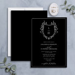 Classic Black Wildblommonogram Vapensköld Bröllop Inbjudningar<br><div class="desc">Tittar du en modern tvist på en klassisk bröllopsinbjudan? Se då inte längre än vår klassiska inbjudan till Vapensköld på svart-blomma, Monogram.. Denna vackra inbjudan är designad med en hand plockade-vapensköld som är förskönad med vilda blommor och fjärilar. Den har ett mongram initialer i ett snyggt-teckensnitt och avslutas med handskriven...</div>