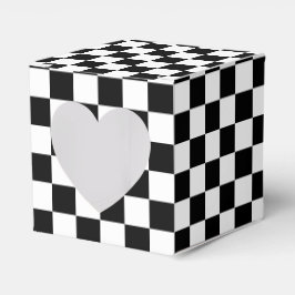Classic Black with White Square Pattern Heart Presentaskar