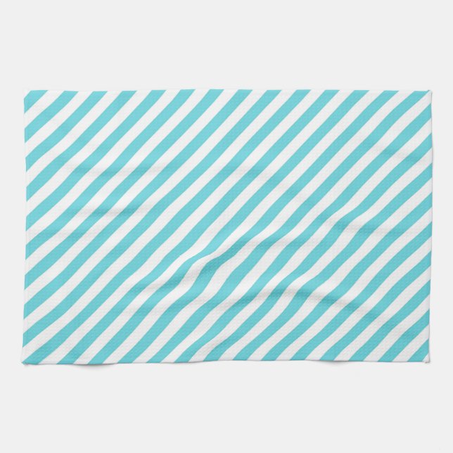 Classic blue and white diagonal stripes kökshandduk (Horisontell)