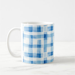 Classic Blue and White Gingham Checkered Pattern Kaffemugg