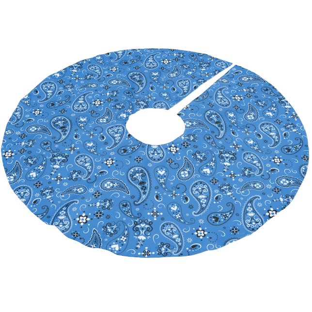 Classic Blue Bandana Paisley Julgransmatta Borstad Polyester (Vinklad)