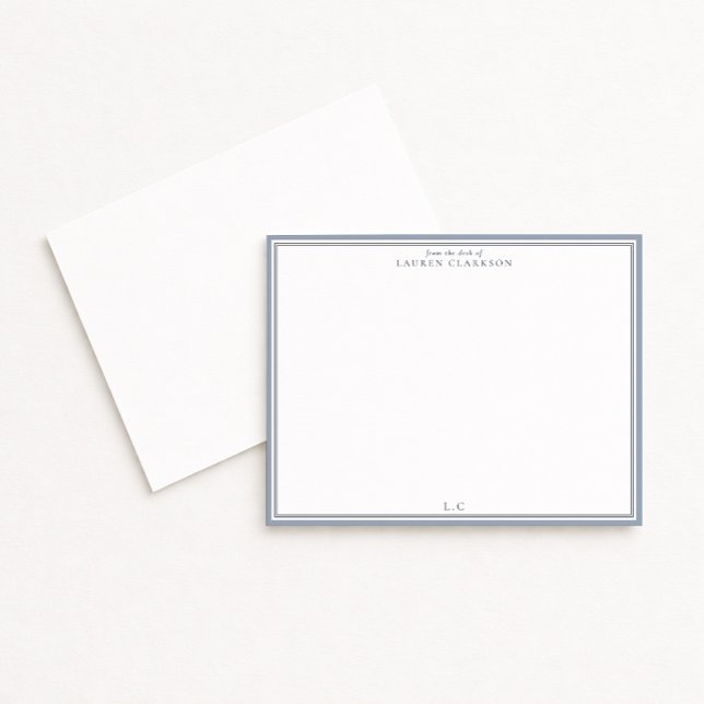 Classic Blue Border Monogram Stationery Note Card Inbjudningar (Skapare uppladdad)