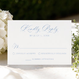 Classic Blue Calligraphy Wedding OSA Kort