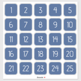 Classic Blue Customizable Square Number Stickers  Klistermärken