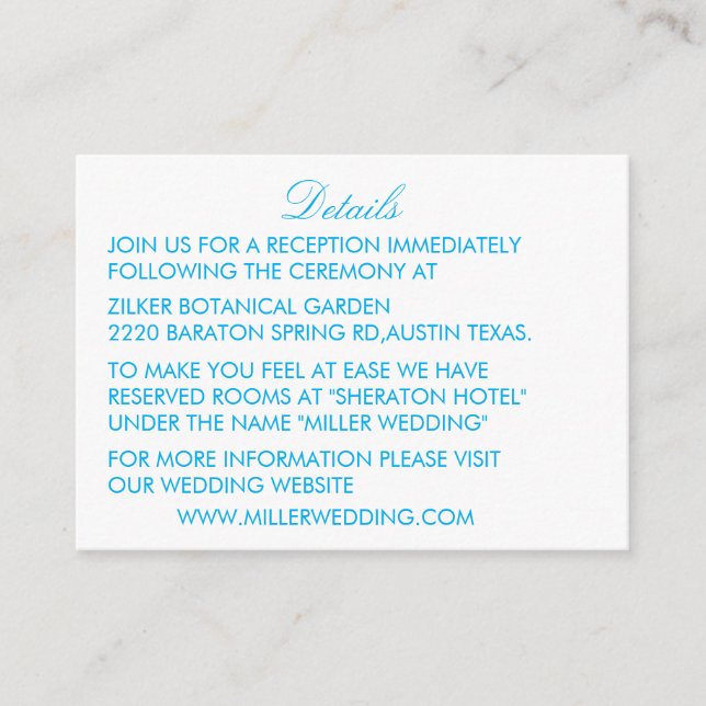 classic blue floral  details Enclosure Card Tilläggskort (Framsida)