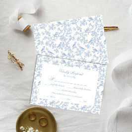 Classic Blue Floral Garden Toile Response Card OSA Kort