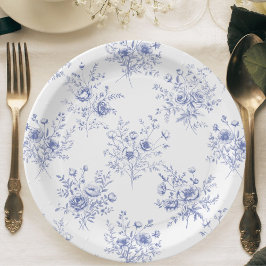 Classic Blue Flowers Pattern French blue toile