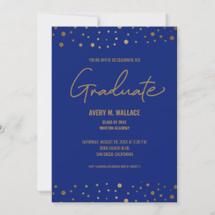 Classic Blue Guld Celebrate Student-inbjudan Meddelande