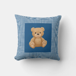 Classic Blue Houndstooth, Teddy Bear, Kudde