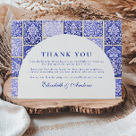 Classic Blue Porcelain Patchwork Wedding Tack Kort<br><div class="desc">A timeless blue and white design inspired by classic Delft porcelain and French toile patterns. The patchwork tile border combines delicate florals, stripes, and ornamental motifs that evoke vintage European ceramics. A soft arched panel in the center keeps the layout refined and elegant while allowing the details of the porcelain-inspired...</div>