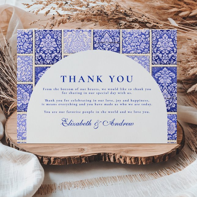 Classic Blue Porcelain Patchwork Wedding Tack Kort (Skapare uppladdad)