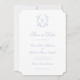 Classic Blue Wedding Crest Save The Date Invite Inbjudningar