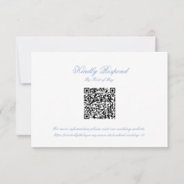 Classic Blue Wedding Monogram Crest QR RSVP Card OSA Kort