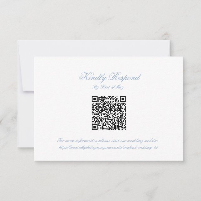 Classic Blue Wedding Monogram Crest QR RSVP Card OSA Kort (Framsida)