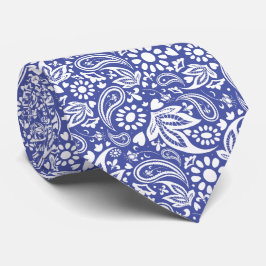 Classic Blue White Boho Chic Paisley Mönster Slips