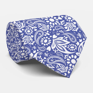Classic Blue White Boho Chic Paisley Mönster Slips