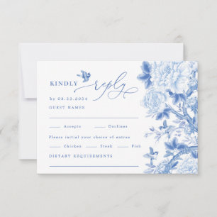 Classic Blue White Chinoiserie Bröllop OSA Kort