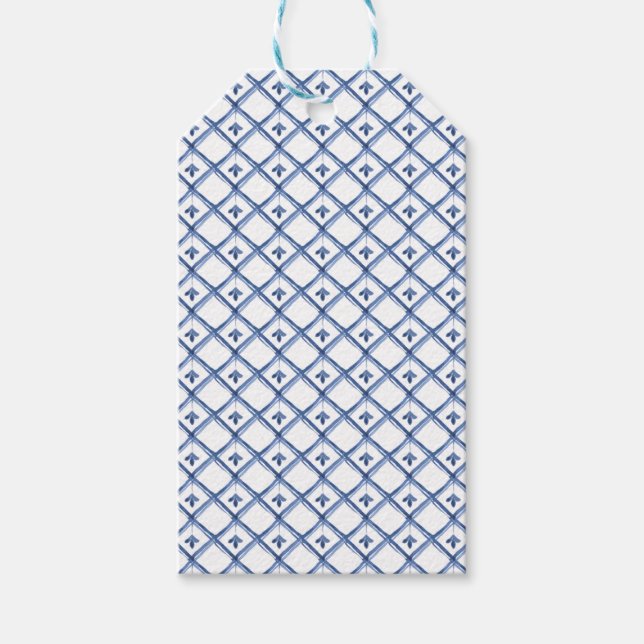 Classic Blue White Chinoiserie Dutch Mönster Gift Presentetikett (Framsidan)