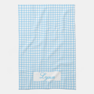 Classic Blue & White Gingham | Personalized Name Kökshandduk
