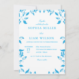 classic blue  wild flowers wedding invite inbjudningar