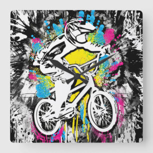 Classic Bmx Bike - Bmx Freestyle Bmx Square Clock Fyrkantig Klocka