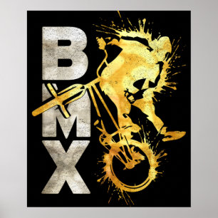 Classic Bmx Bike   BMX Silver Guld Poster Skriv ut