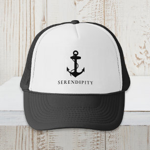 Classic Boat Anchor Monogram Black Keps