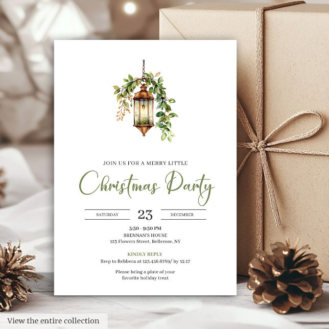 Classic Bohemian Earthy Watercolor Christmas Party Inbjudningar (Classic Bohemian Earthy Watercolor Christmas Party Card)