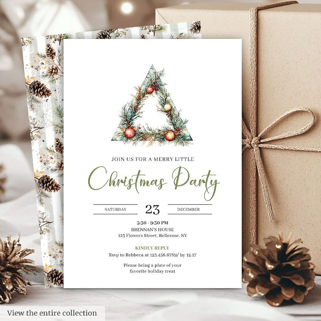 Classic Bohemian Watercolor Botanical Christmas  Inbjudningar (Classic Bohemian Watercolor Botanical Christmas Invite)