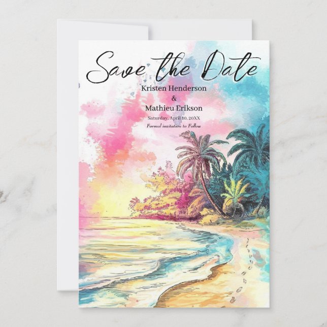 Classic Boho Beach Wedding Spara Datumet (Framsida)