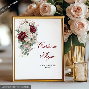 Classic Boho Burgundy Vit ros Personligt bröllp Poster