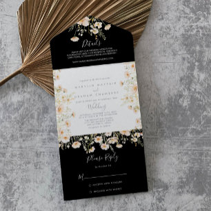 Classic Boho Wildblomma Black Bröllop