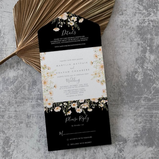 Classic Boho  Wildblomma Black Bröllop (Skapare uppladdad)