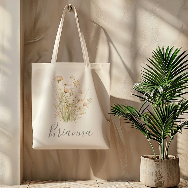 Classic Boho  Wildblomma Bridesmaid Tote Bag Tygkasse (Skapare uppladdad)