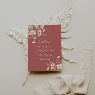 Classic Boho Wildblomma Bröllop Directions Tilläggskort