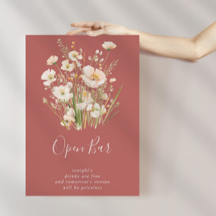 Classic Boho Wildblomma Bröllop Open Pub Poster