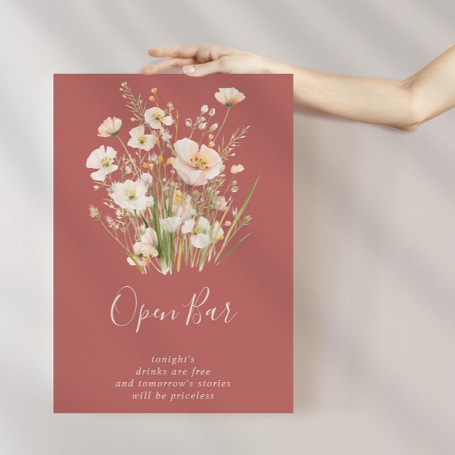 Classic Boho  Wildblomma Bröllop Open Pub Poster (Skapare uppladdad)
