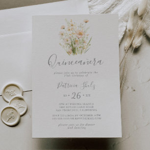 Classic Boho Wildblomma Quinceañera Inbjudningar