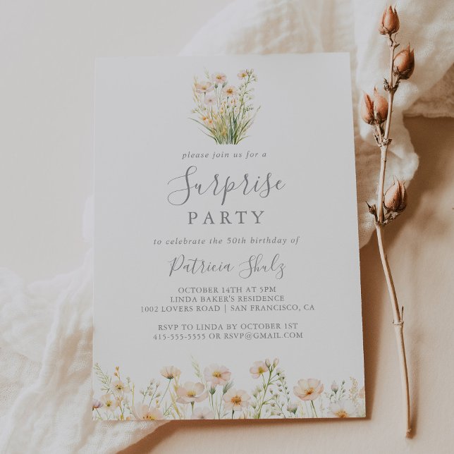 Classic Boho  Wildblomma Surprise Party Inbjudningar (Skapare uppladdad)