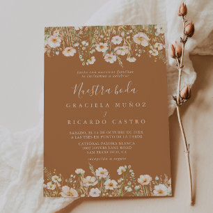 Classic Boho Wildblomnuestra Boda Bröllop Inbjudningar