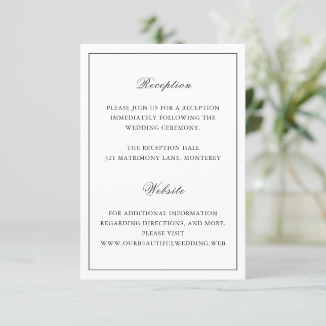 Classic Border Black and White Timeless Wedding Tilläggskort (Stående Fram)