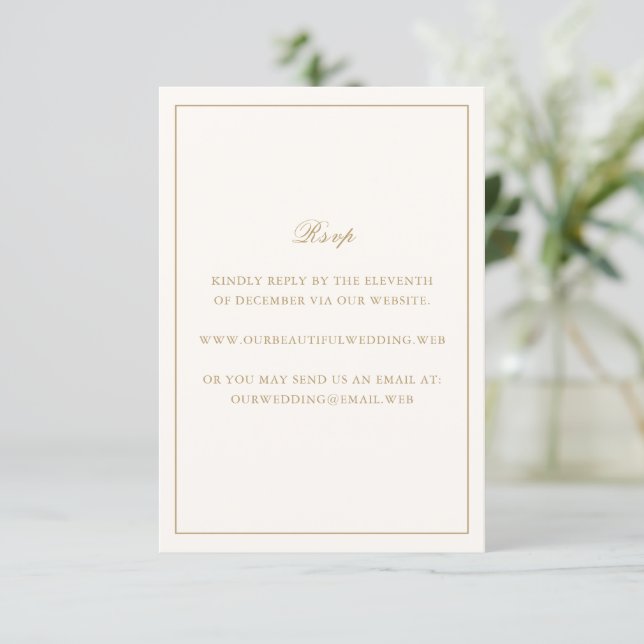 Classic Border Ivory and Gold Timeless Wedding OSA Kort (Stående Fram)