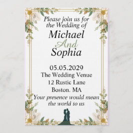 Classic Botanical Border Wedding Invitation Inbjudningar