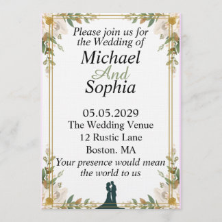 Classic Botanical Border Wedding Invitation Inbjudningar