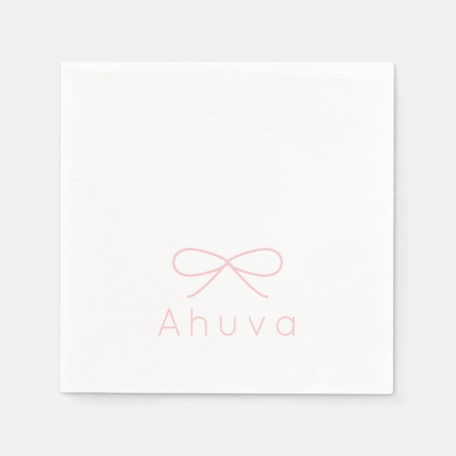 Classic Bow Cocktail Napkin i Baby Rosa Pappersservett (Framsidan)