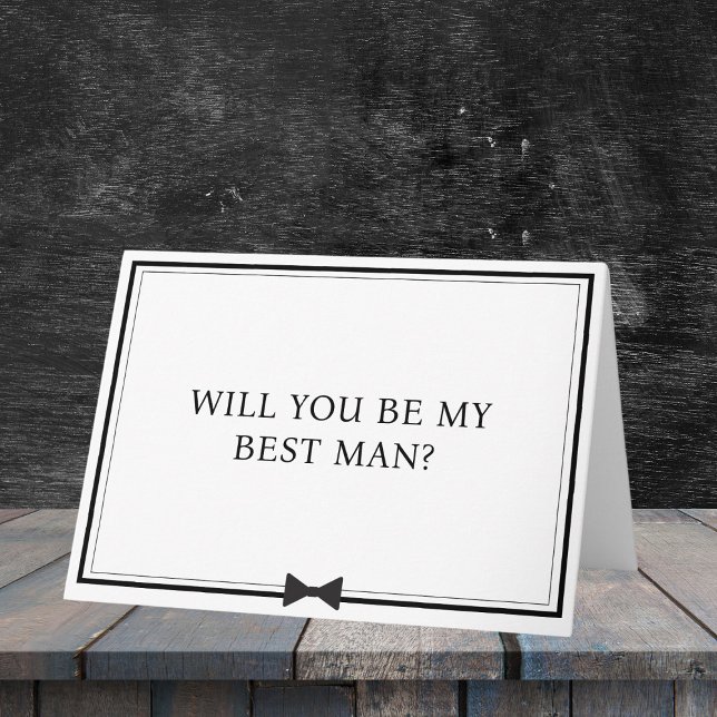 Classic Bowtie Black and White Best Man Frieri Kort (Propose to your best man with this classic black-and-white card featuring a sleek bowtie design.)