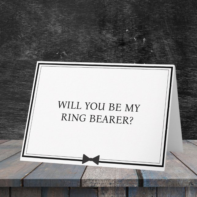 Classic Bowtie Minimalist Ring Bearer Frieri Kort (Propose to your ring bearer in style with this classic bowtie card. A timeless way to ask.)